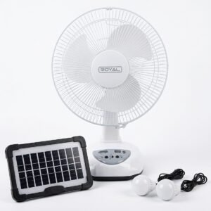 Ventilador recargable Royal RA12RSL de 12" con panel solar y 2 bombillos