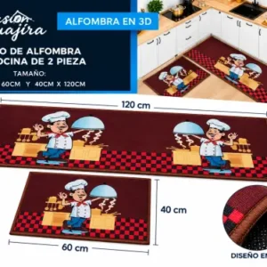 Set de 2 alfombras para cocina 3d