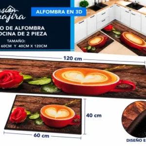 Set de 2 alfombras para cocina 3d