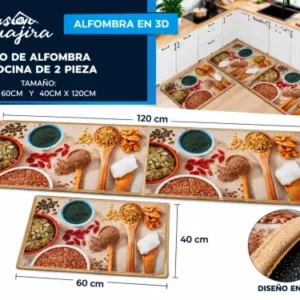 Set de 2 alfombras para cocina 3d