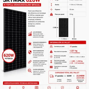 Panel Solar Bifacial SKYMAX 620W N-TOPCon