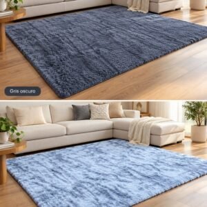 Alfombra de pelo alto 160 × 230 cm en gris oscuro y gris claro
