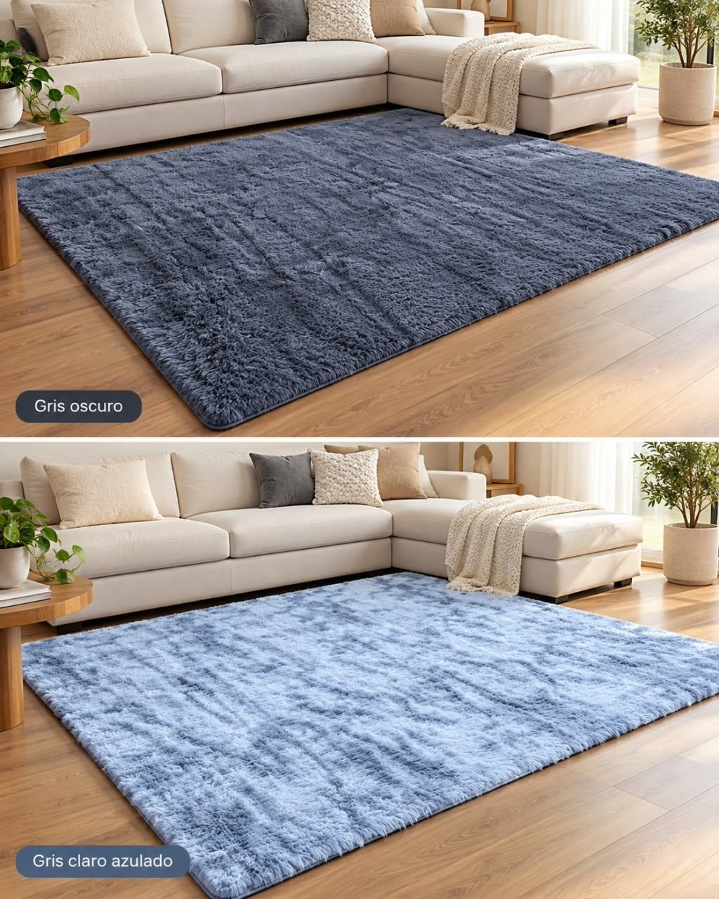 Alfombra de pelo alto 160 × 230 cm en gris oscuro y gris claro