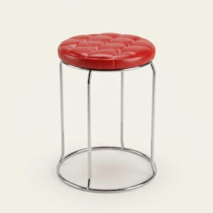 Banqueta acolchada roja con patas de metal