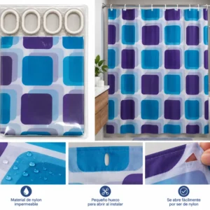 Cortina de baño diseño de cuadros