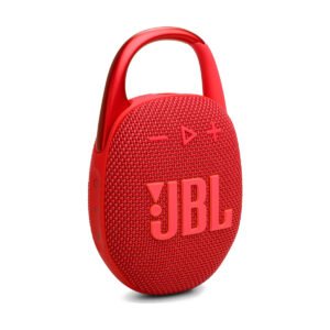 Bocina JBL CLIP 5 roja portátil con sonido JBL Pro y mosquetón