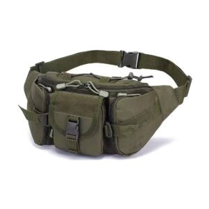 Riñonera Táctica Multifuncional Verde Militar con múltiples compartimentos