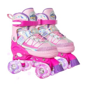 Patines ajustables Nattork para niños talla 19-21.5 cm rosado