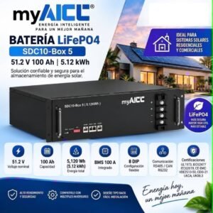 Batería inteligente LiFePO4 5,12 kWh 51,2 V 100 Ah