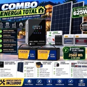 Combo Sumry 4000 W + 2 baterías 12,8 V 100 Ah + 2 paneles 625 W