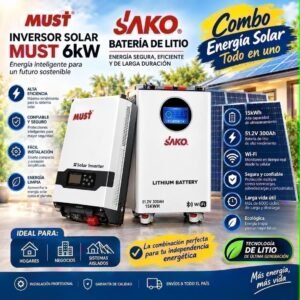 Inversor Must 6 kW 110/220 V + batería Sako 15 kWh