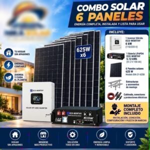 Kit fotovoltaico ECO-WORTHY 6 kW + batería 5,12 kWh + 6 paneles 625 W