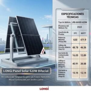 Panel solar Longi 620 W bifacial