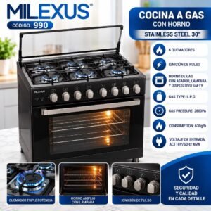Cocina Milexus de gas 6 quemadores