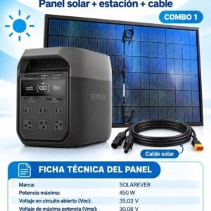 Combo EcoFlow (modelo por confirmar) + panel 450 W + cable 10 m