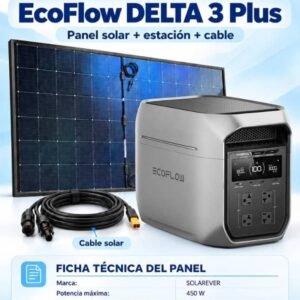 Combo EcoFlow Delta 3 Plus + panel 450 W + cable 10 m