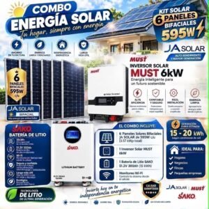 Combo Must 6 kW + batería Sako 15 kWh + 6 paneles bifaciales