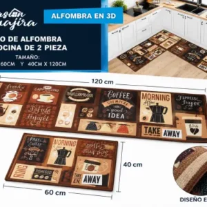 Set de 2 alfombras para cocina 3d