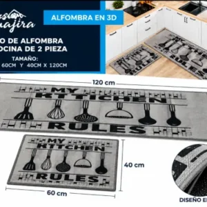 Set de 2 alfombras para cocina 3d