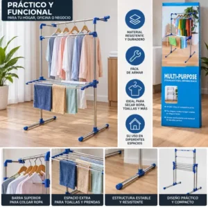 Tendedero multifuncional plegable de acero