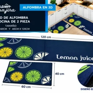 Set de 2 alfombras para cocina 3d